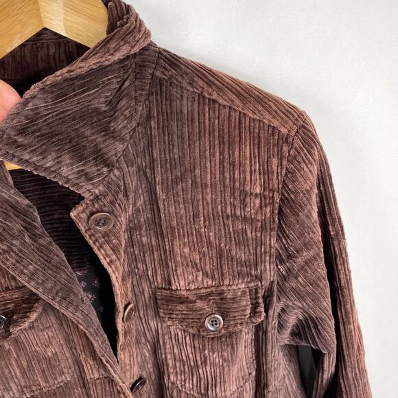 Petite Sophisticate Brown Corduroy Fleece Lined Jacket MD - Picture 7 of 11